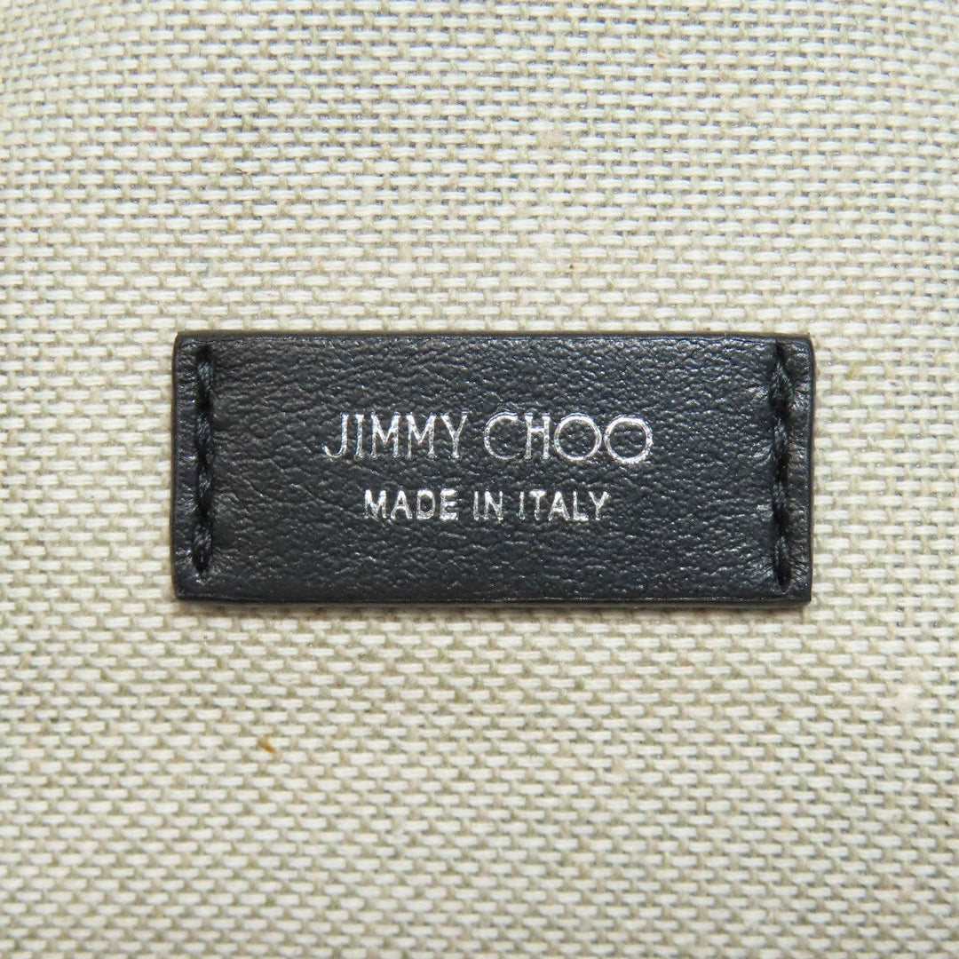 JIMMY CHOO Backpack canvas green Knapsack Check Pattern Logo Studs Women Used Authentic