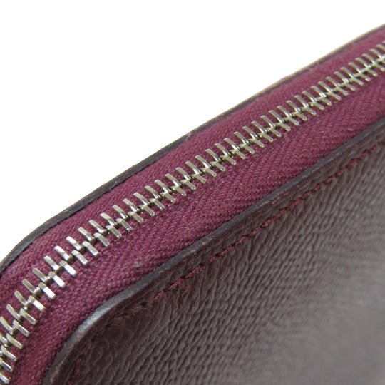 HERMES Long Wallet Purse Epsom wine-red Azap Silkin Silver Metal Women Used Authentic