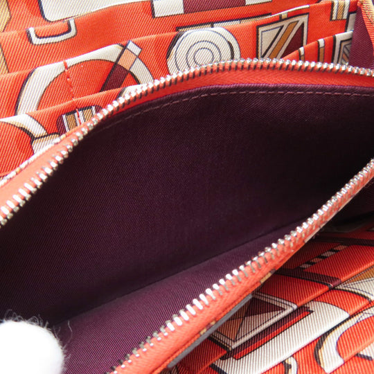 HERMES Long Wallet Purse Epsom wine-red Azap Silkin Silver Metal Women Used Authentic