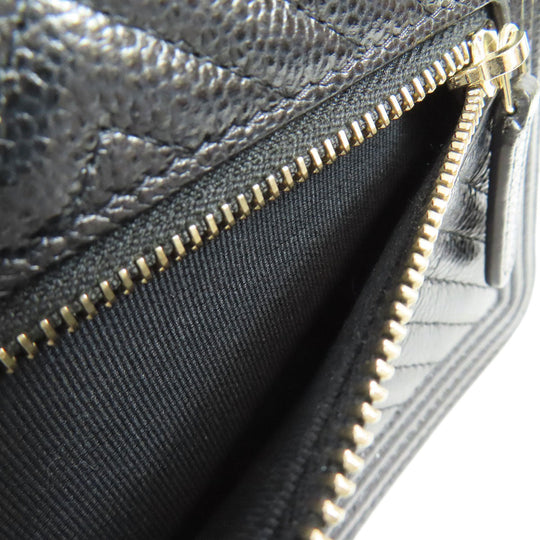 CHANEL Long Wallet Purse Grained Calfskin Skin black Chain Wallet Boy Chanel Gold Metal