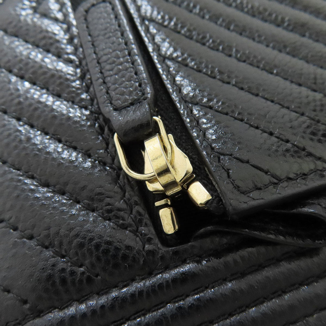 CHANEL Long Wallet Purse Grained Calfskin Skin black Chain Wallet Boy Chanel Gold Metal