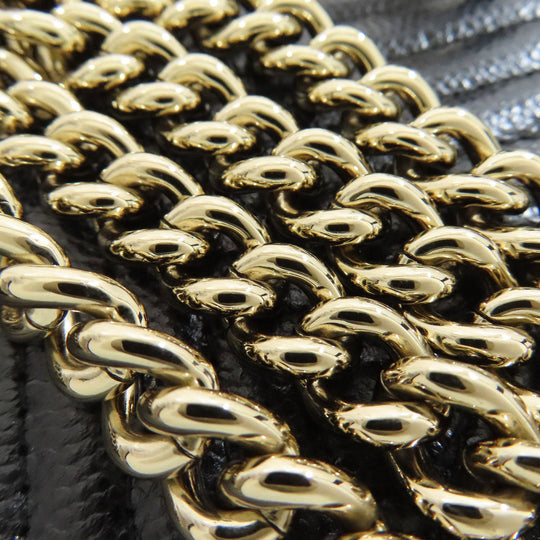 CHANEL Long Wallet Purse Grained Calfskin Skin black Chain Wallet Boy Chanel Gold Metal