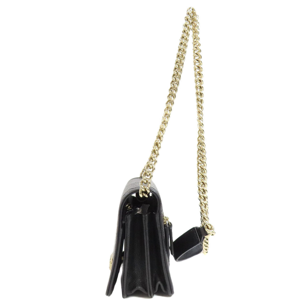 CHANEL Long Wallet Purse Grained Calfskin Skin black Chain Wallet Boy Chanel Gold Metal
