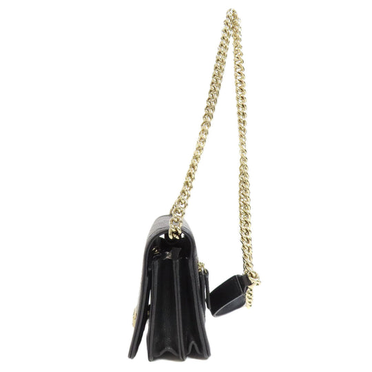 CHANEL Long Wallet Purse Grained Calfskin Skin black Chain Wallet Boy Chanel Gold Metal
