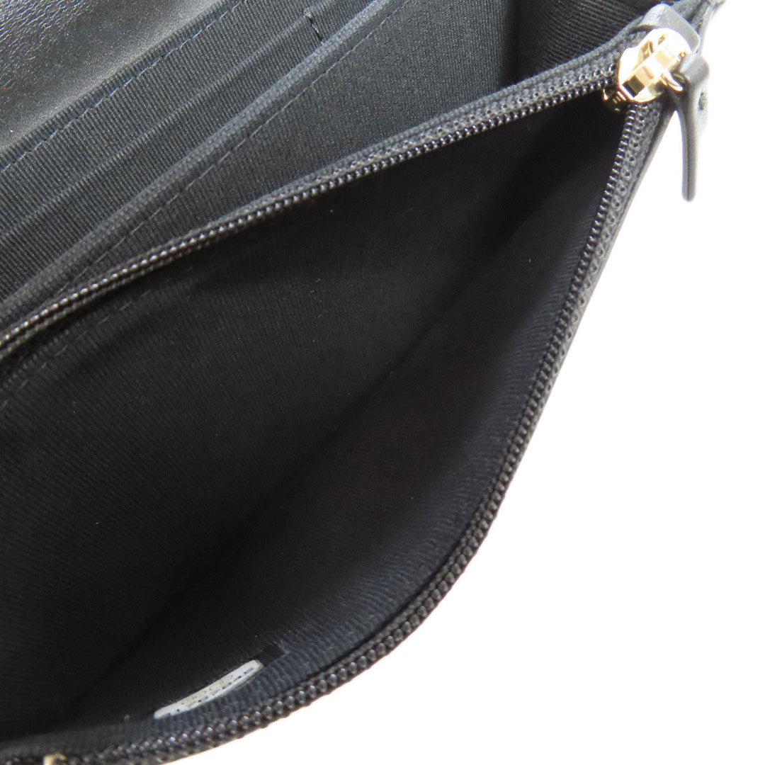 CHANEL Long Wallet Purse Grained Calfskin Skin black Chain Wallet Boy Chanel Gold Metal