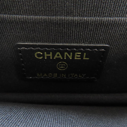 CHANEL Long Wallet Purse Grained Calfskin Skin black Chain Wallet Boy Chanel Gold Metal