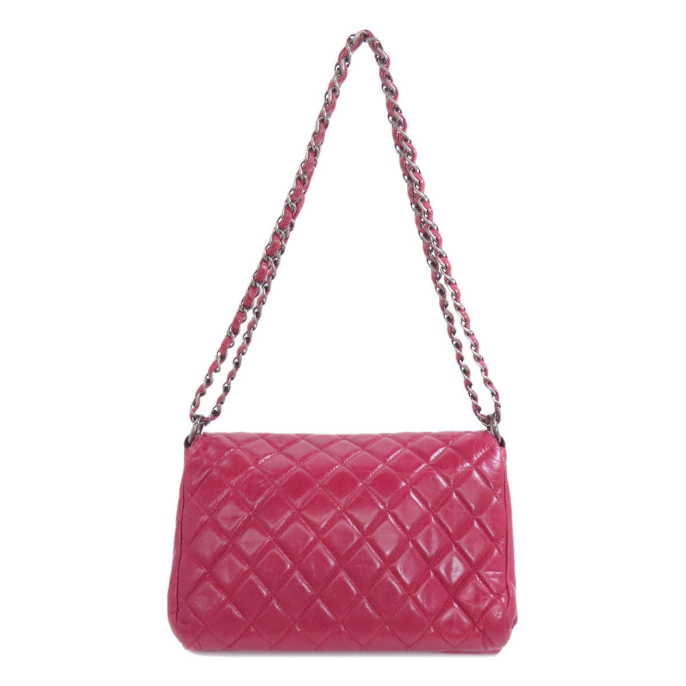 CHANEL Shoulder Bag Calfskin Red ChainShoulder Boy Chanel SilverMetal Women Used Authentic