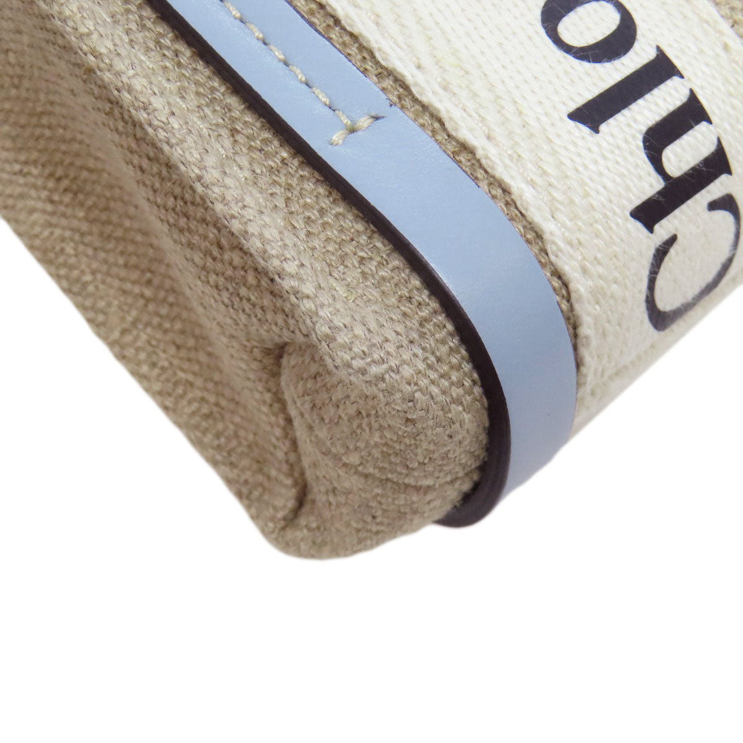 Chloe Handbag canvas beige Woody Nano 2WAY Women Used Authentic