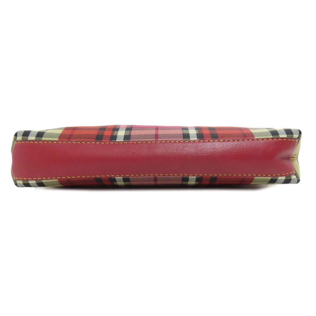 BURBERRY Shoulder Bag canvas Red Check Pattern Women Used Authentic
