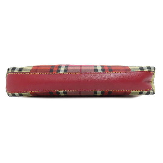 BURBERRY Shoulder Bag canvas Red Check Pattern Women Used Authentic