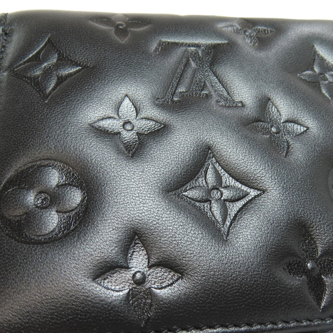 LOUIS VUITTON Long Wallet Purse M81510 Lamb leather black Zippy wallet Women Used Authentic