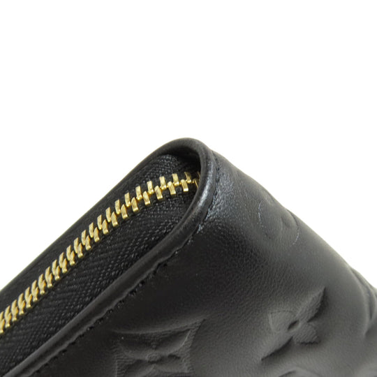 LOUIS VUITTON Long Wallet Purse M81510 Lamb leather black Zippy wallet Women Used Authentic