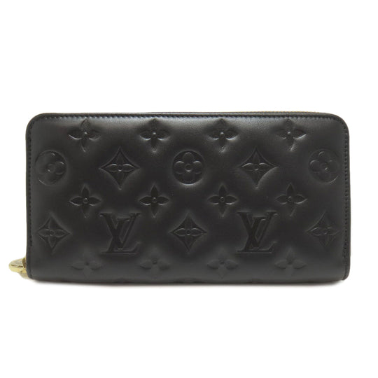 LOUIS VUITTON Long Wallet Purse M81510 Lamb leather black Zippy wallet Women Used Authentic