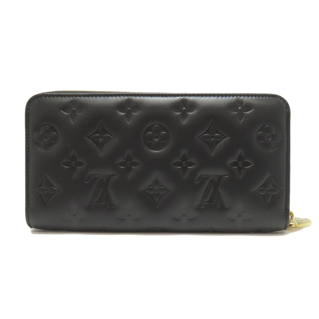 LOUIS VUITTON Long Wallet Purse M81510 Lamb leather black Zippy wallet Women Used Authentic