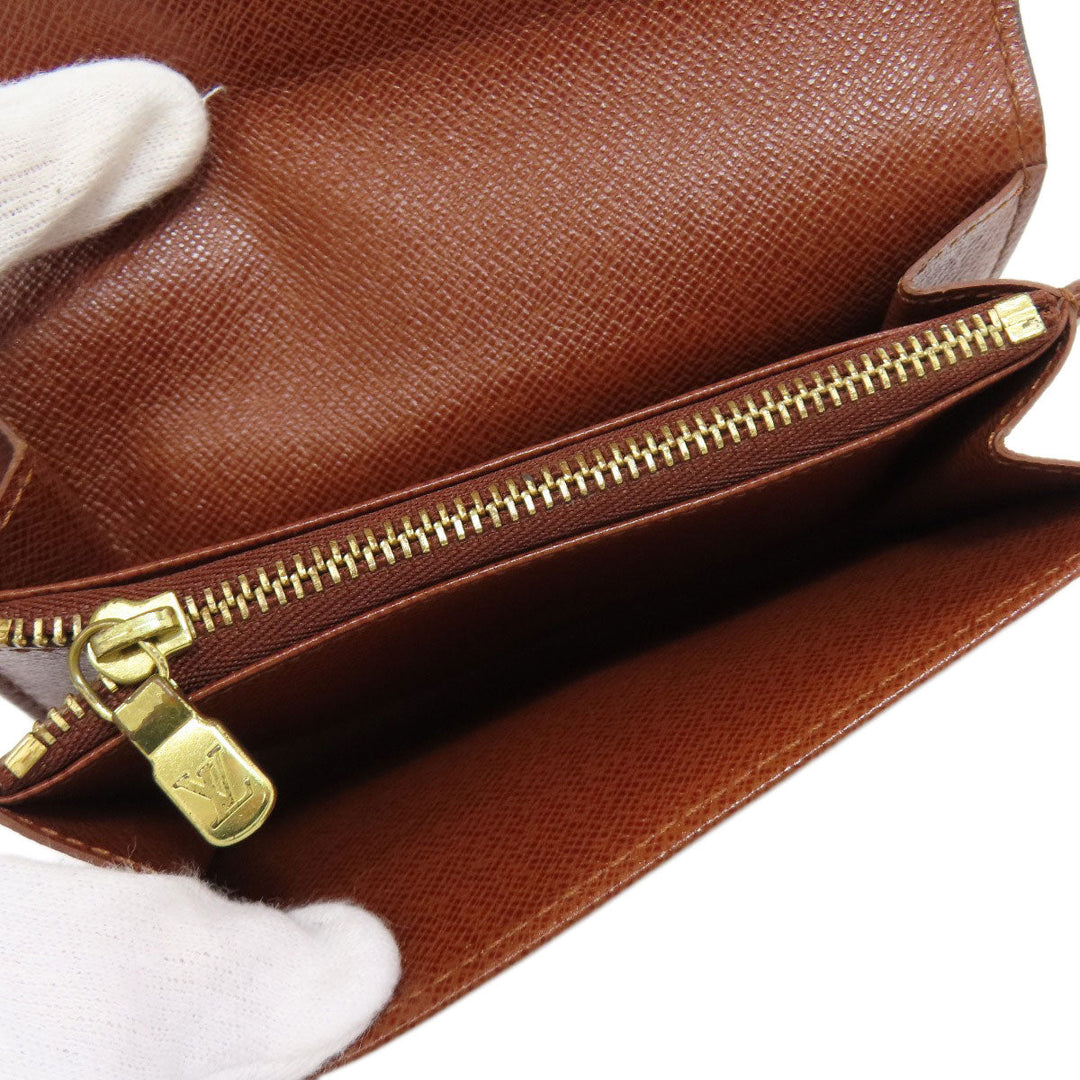 LOUIS VUITTON Bifold Wallet M61735 Monogram canvas Brown Portonet Zip Women Used Authentic