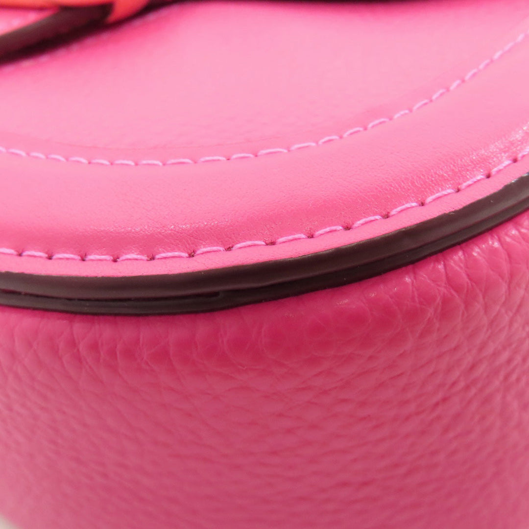 COACH Shoulder Bag C3241 leather pink Horse and Carriage Saddle Women Used Authentic