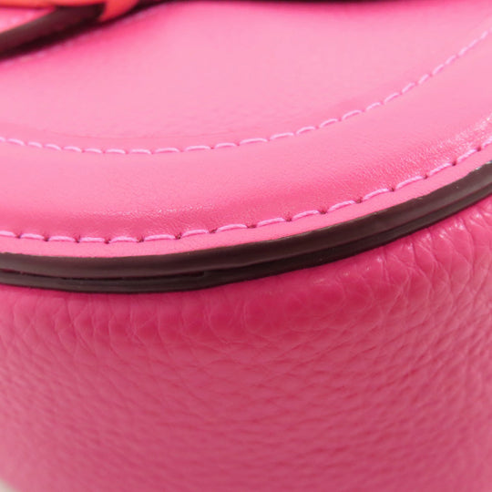 COACH Shoulder Bag C3241 leather pink Horse and Carriage Saddle Women Used Authentic