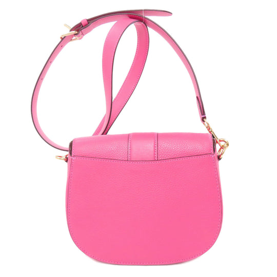 COACH Shoulder Bag C3241 leather pink Horse and Carriage Saddle Women Used Authentic