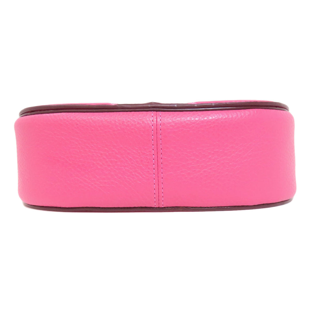 COACH Shoulder Bag C3241 leather pink Horse and Carriage Saddle Women Used Authentic