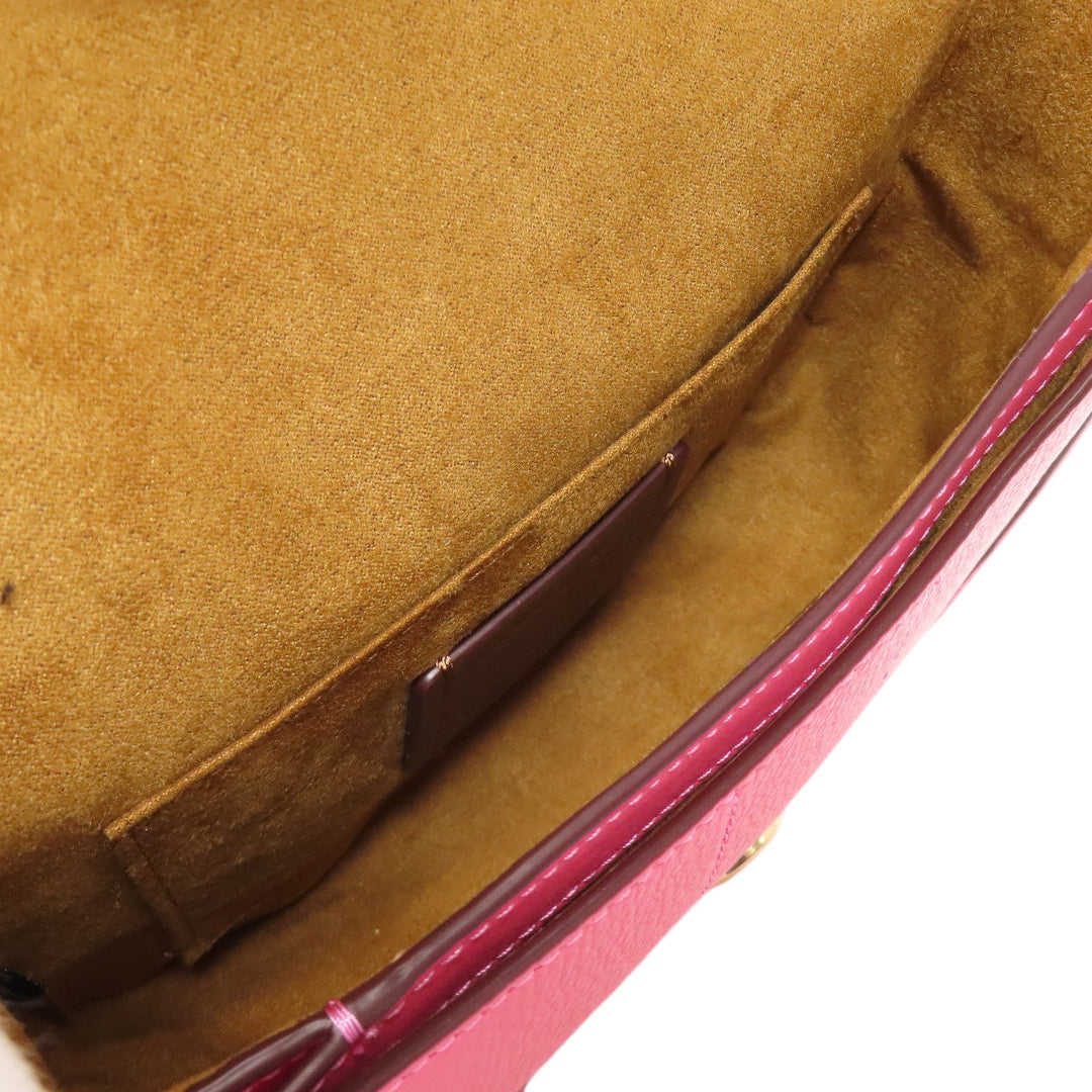 COACH Shoulder Bag C3241 leather pink Horse and Carriage Saddle Women Used Authentic