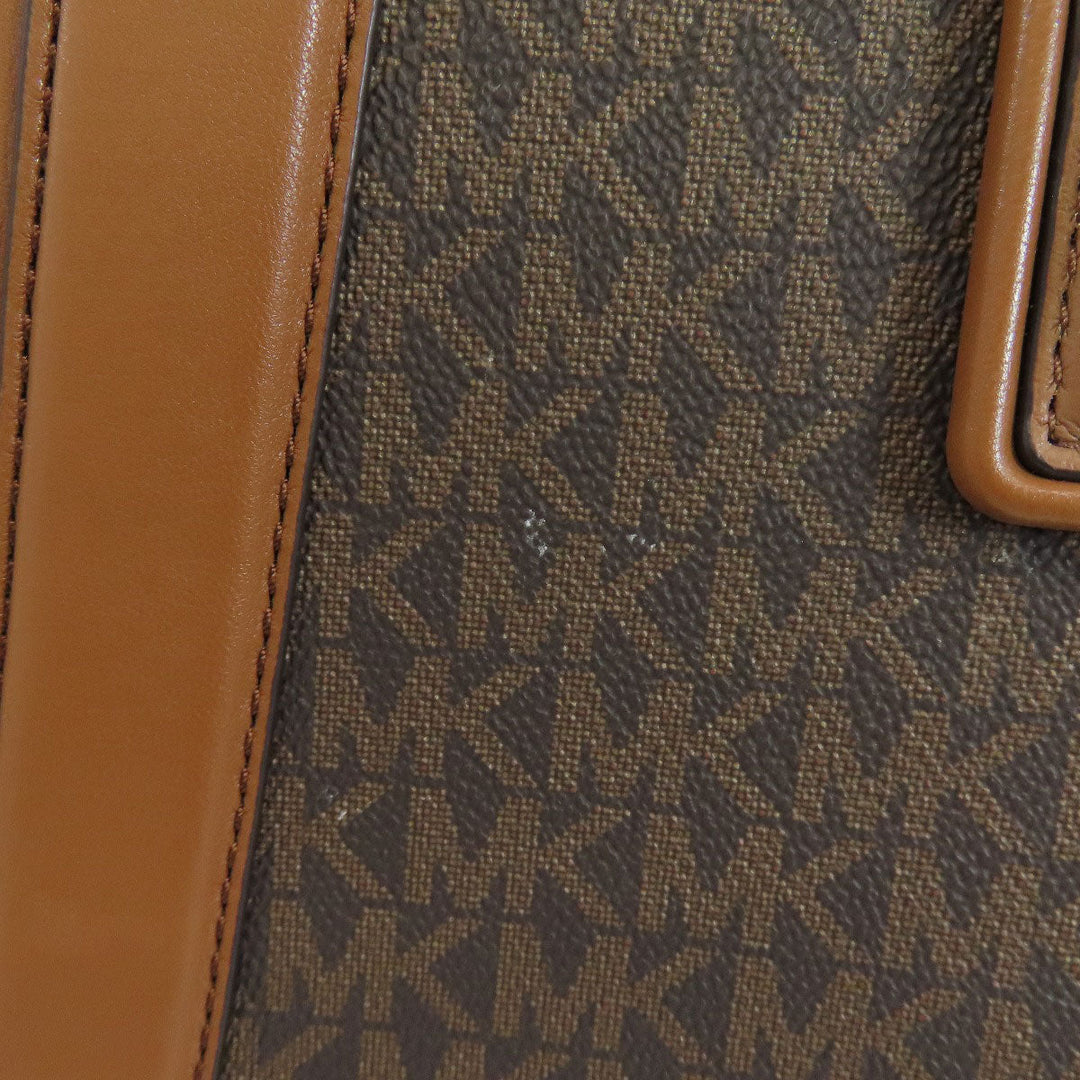 MICHAEL KORS Tote Bag PVC Brown MK Signature 2WAY Women Used Authentic