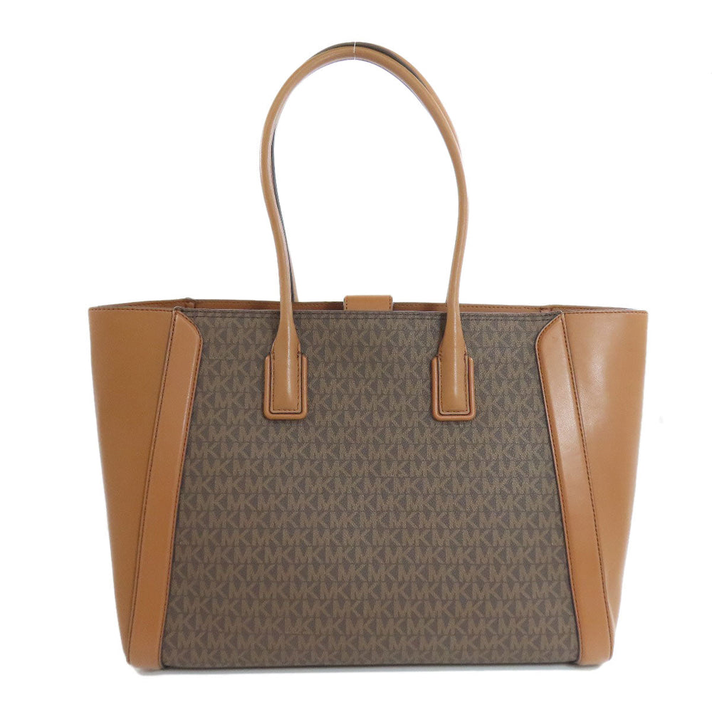 MICHAEL KORS Tote Bag PVC Brown MK Signature 2WAY Women Used Authentic