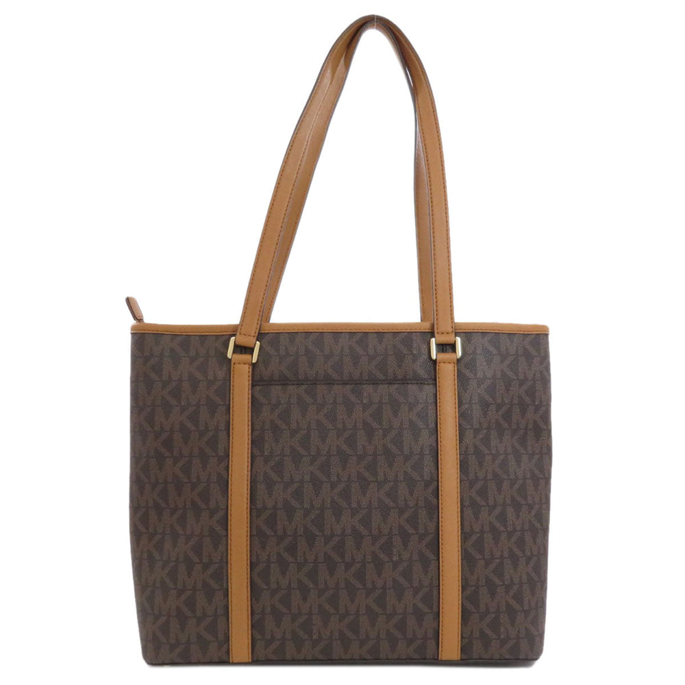 MICHAEL KORS Tote Bag PVC Brown MK signature Women Used Authentic