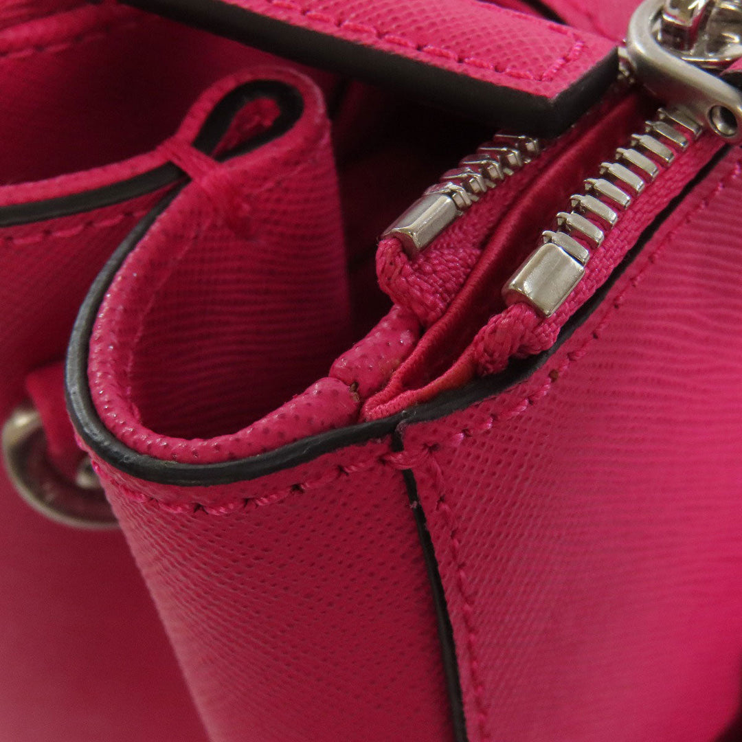 MCM Tote Bag leather pink logo 2WAY Women Used Authentic