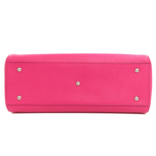 MCM Tote Bag leather pink logo 2WAY Women Used Authentic