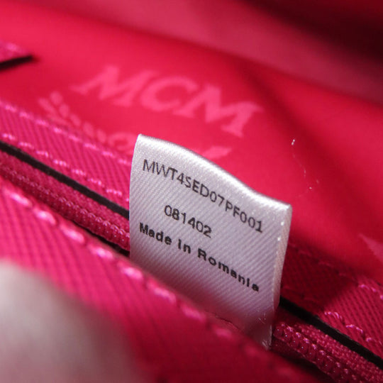 MCM Tote Bag leather pink logo 2WAY Women Used Authentic