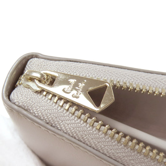 Paul Smith Long Wallet Purse leather gray Zip Around Women Used Authentic