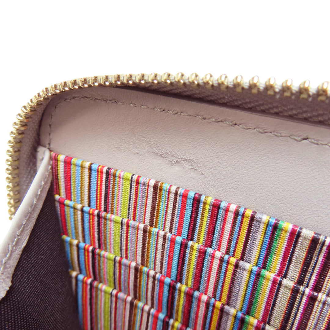 Paul Smith Long Wallet Purse leather gray Zip Around Women Used Authentic