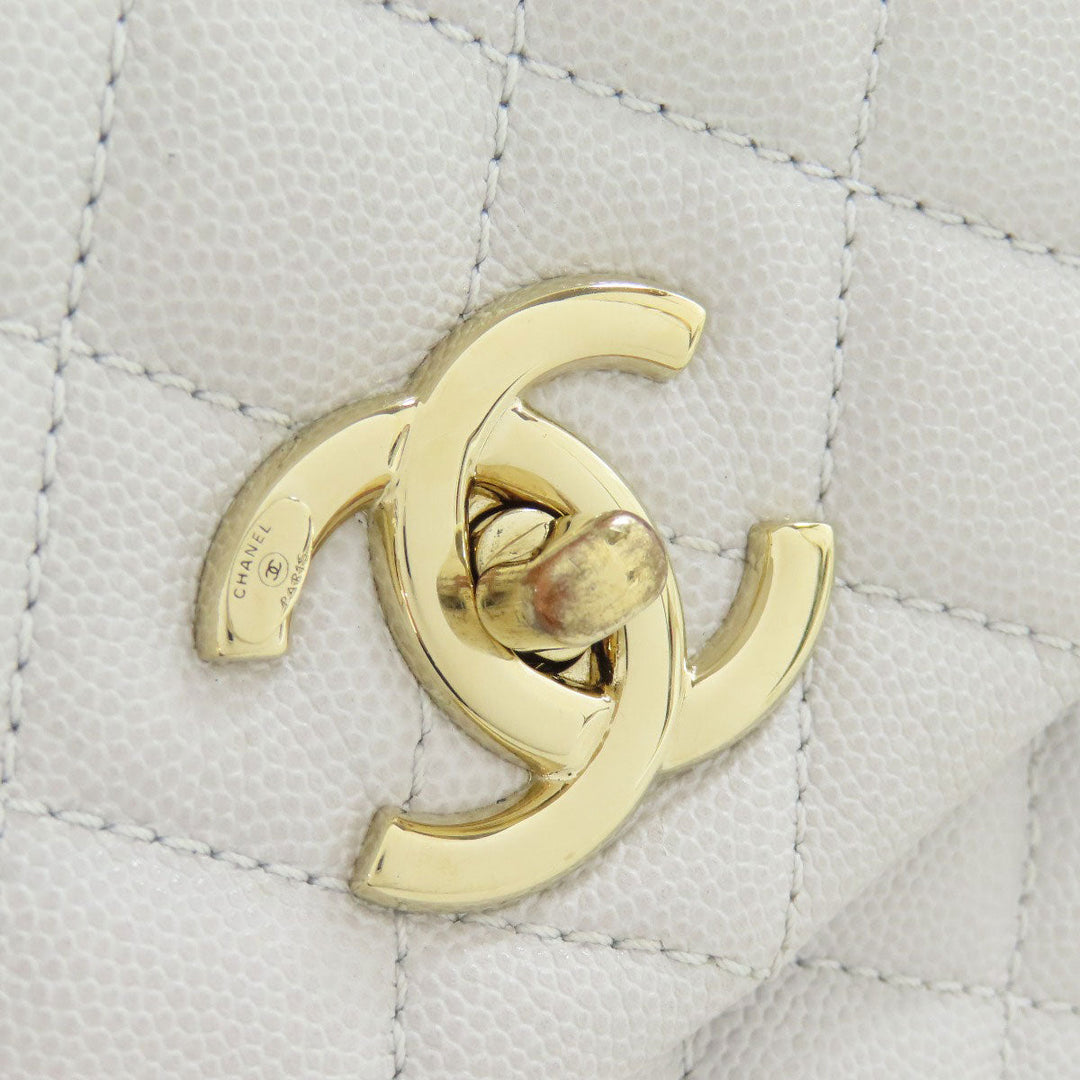 CHANEL Handbag Grained Calfskin Skin gray Coco Handle 2WAY Gold Metal