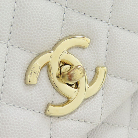 CHANEL Handbag Grained Calfskin Skin gray Coco Handle 2WAY Gold Metal