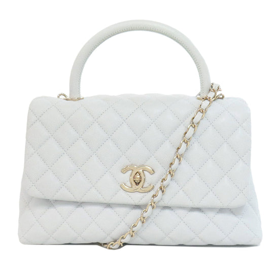 CHANEL Handbag Grained Calfskin Skin gray Coco Handle 2WAY Gold Metal