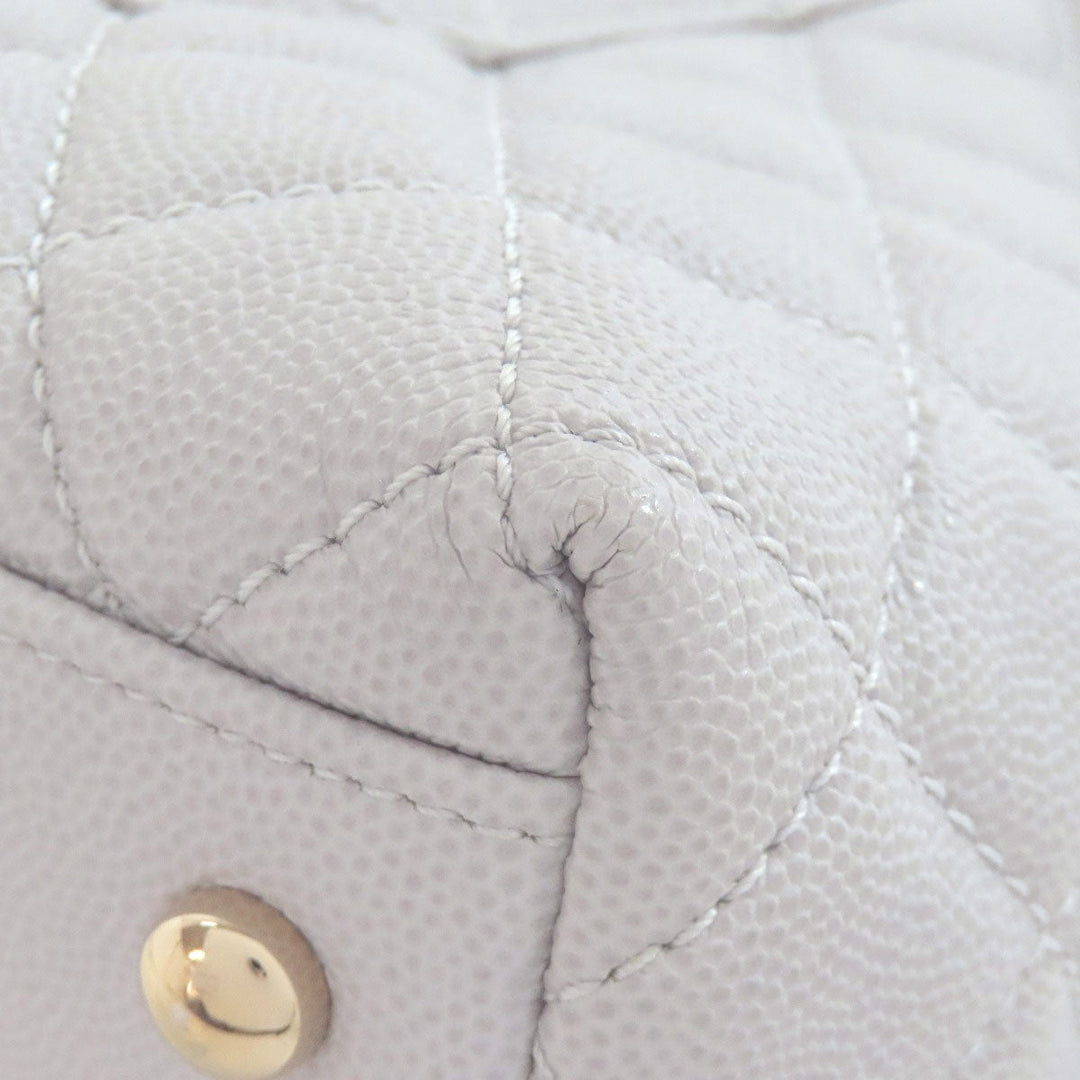 CHANEL Handbag Grained Calfskin Skin gray Coco Handle 2WAY Gold Metal