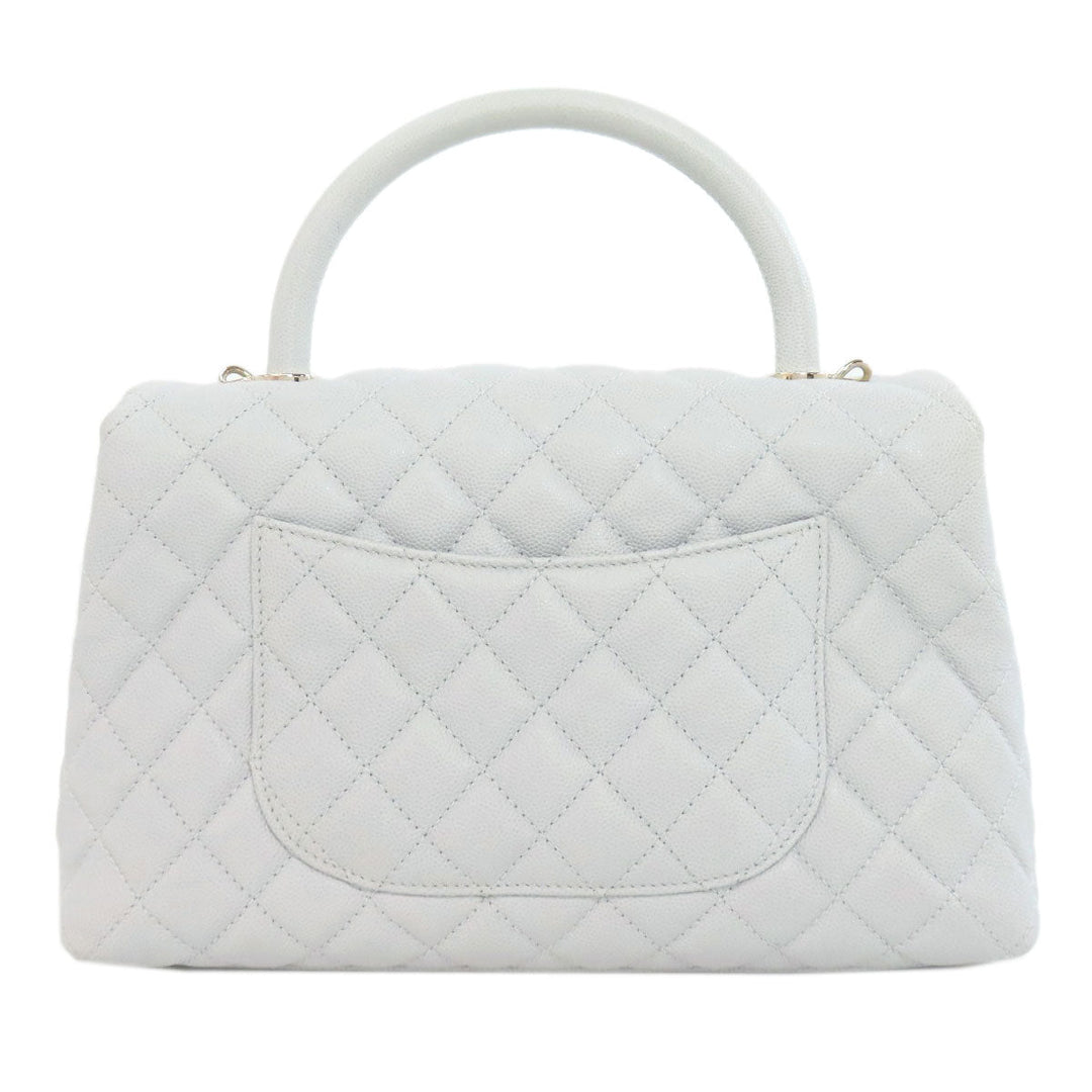 CHANEL Handbag Grained Calfskin Skin gray Coco Handle 2WAY Gold Metal