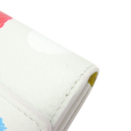 LOUIS VUITTON Long Wallet Purse M81890 Taurillon Clemence Leather white Portefeuille Capucines collaboration with Yayoi Kusama Women Used Authentic