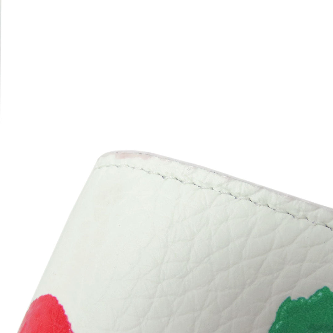 LOUIS VUITTON Long Wallet Purse M81890 Taurillon Clemence Leather white Portefeuille Capucines collaboration with Yayoi Kusama Women Used Authentic