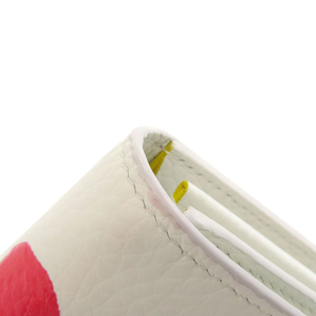 LOUIS VUITTON Long Wallet Purse M81890 Taurillon Clemence Leather white Portefeuille Capucines collaboration with Yayoi Kusama Women Used Authentic