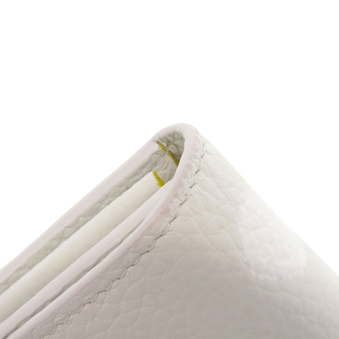 LOUIS VUITTON Long Wallet Purse M81890 Taurillon Clemence Leather white Portefeuille Capucines collaboration with Yayoi Kusama Women Used Authentic
