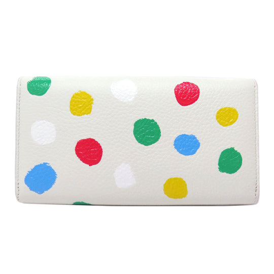 LOUIS VUITTON Long Wallet Purse M81890 Taurillon Clemence Leather white Portefeuille Capucines collaboration with Yayoi Kusama Women Used Authentic