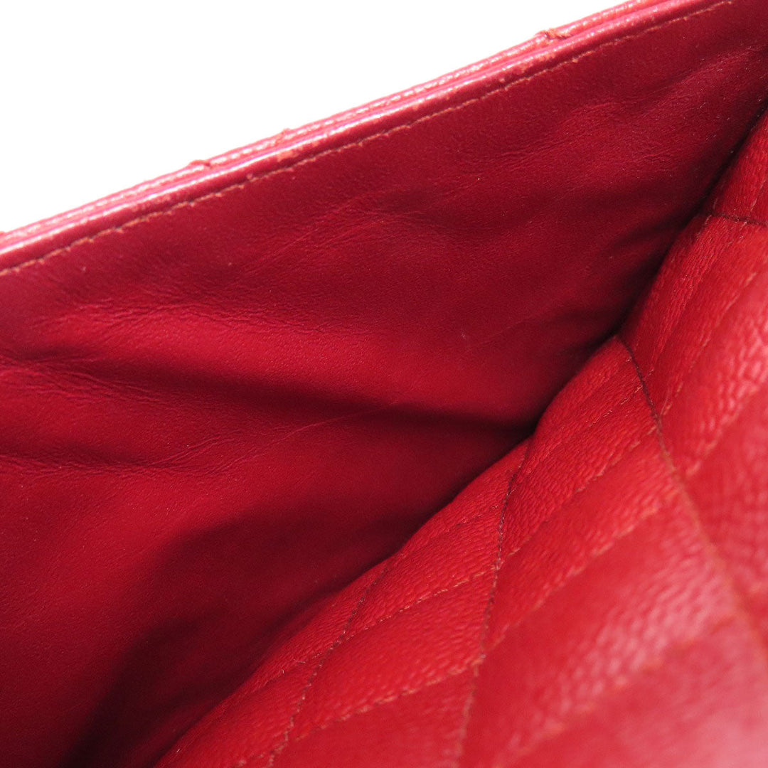 CHANEL Tote Bag Caviar skin Red GST Tote Matelasse SilverMetal Women Used Authentic