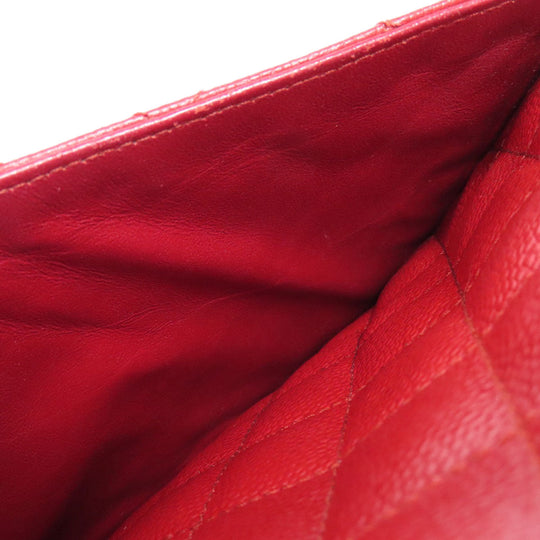 CHANEL Tote Bag Caviar skin Red GST Tote Matelasse SilverMetal Women Used Authentic