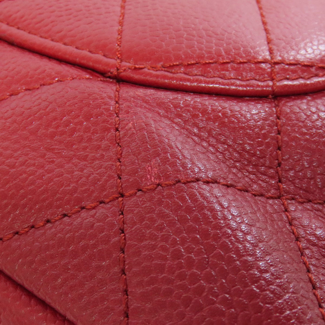 CHANEL Tote Bag Caviar skin Red GST Tote Matelasse SilverMetal Women Used Authentic