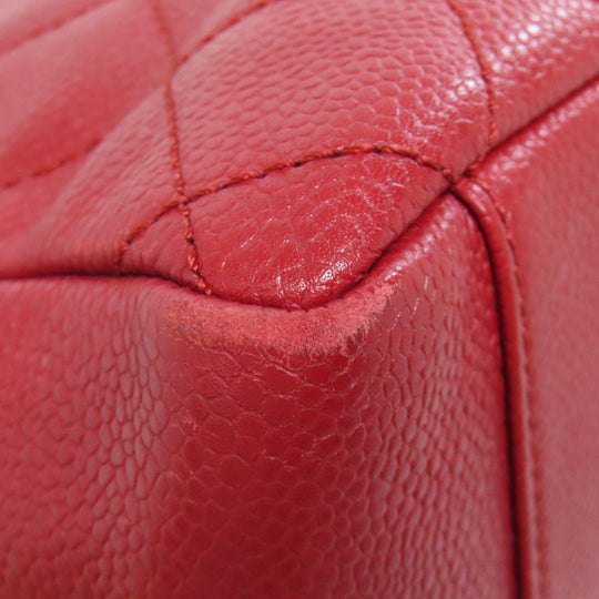 CHANEL Tote Bag Caviar skin Red GST Tote Matelasse SilverMetal Women Used Authentic