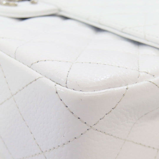 CHANEL Shoulder Bag Grained Calfskin Skin white ChainShoulder Matelasse SilverMetal