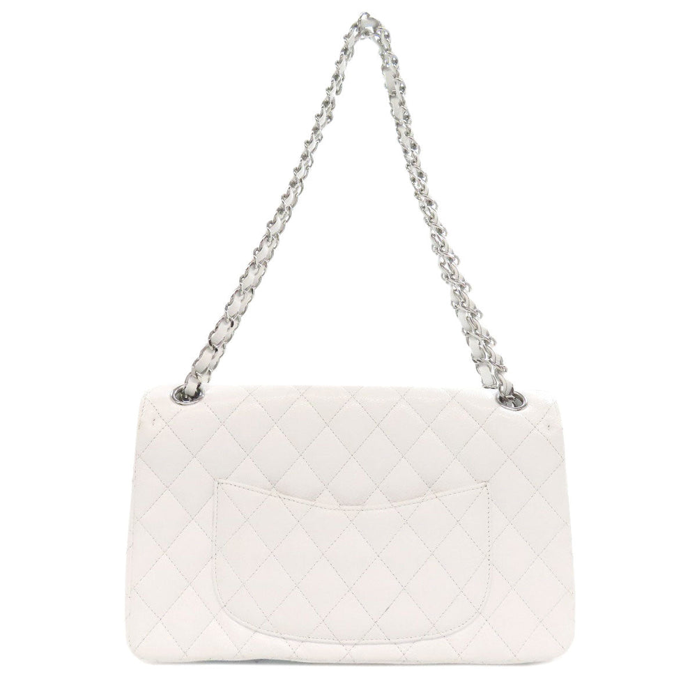 CHANEL Shoulder Bag Grained Calfskin Skin white ChainShoulder Matelasse SilverMetal