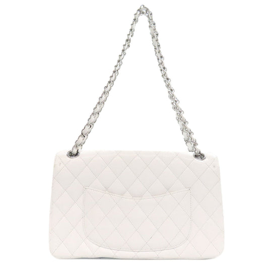 CHANEL Shoulder Bag Grained Calfskin Skin white ChainShoulder Matelasse SilverMetal