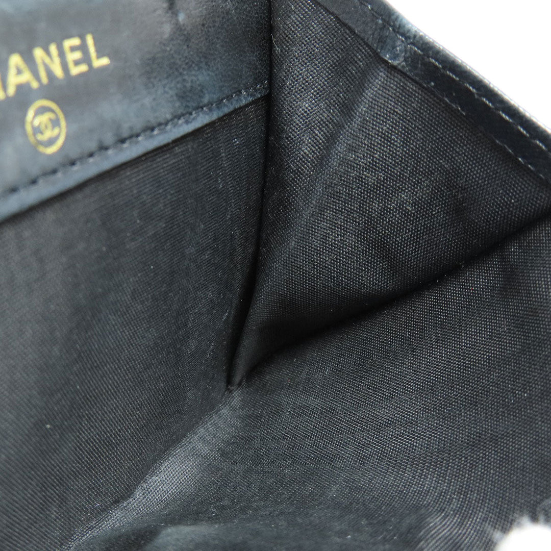 CHANEL Bifold Wallet Caviar skin black COCO Mark W Hook Wallet Gold Metal Women Used Authentic